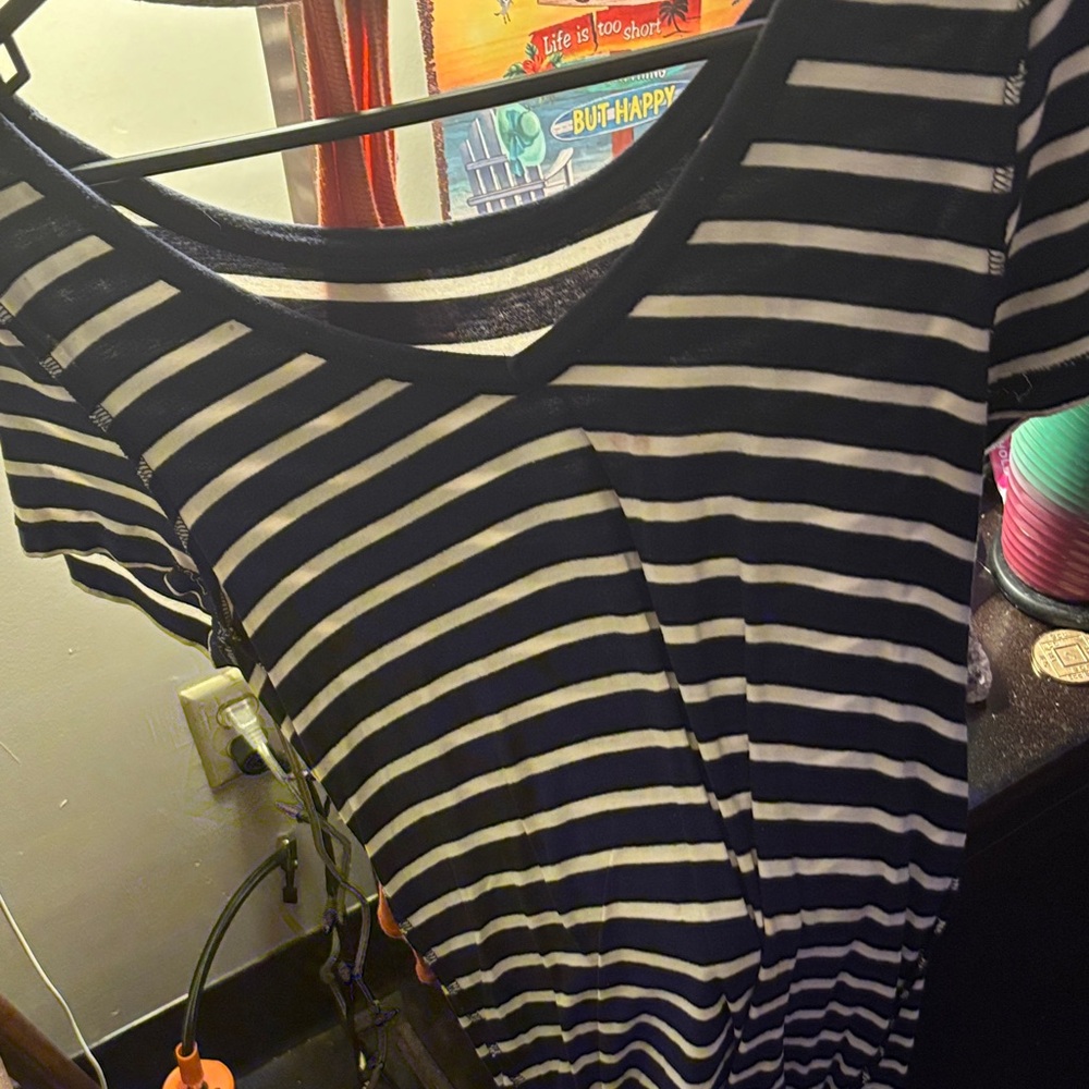 Striped Black and White Short Sleeve Tee